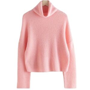 & Other Stories Slouchy Ribbed Knit Turtleneck Sweater Pink